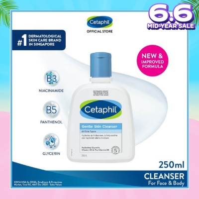 CETAPHIL Gentle Skin Cleanser Hydrating Face & Body Wash (For All Skin Types, Sensitive Skin) 250ml