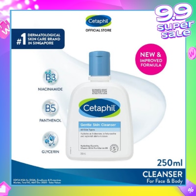 CETAPHIL Gentle Skin Cleanser Hydrating Face & Body Wash (For All Skin Types, Sensitive Skin) 250ml
