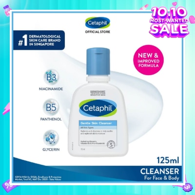 CETAPHIL Gentle Skin Cleanser Hydrating Face & Body Wash (For All Skin Types, Sensitive Skin) 125ml