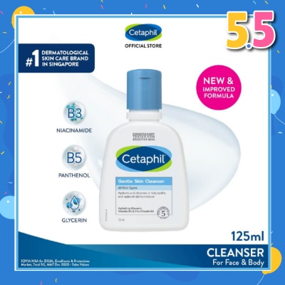 CETAPHIL Gentle Skin Cleanser Hydrating Face & Body Wash (For All Skin Types, Sensitive Skin) 125ml