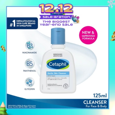 CETAPHIL Gentle Skin Cleanser Hydrating Face & Body Wash (For All Skin Types, Sensitive Skin) 125ml