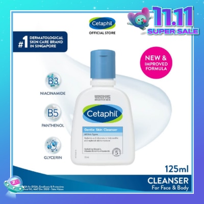 CETAPHIL Gentle Skin Cleanser Hydrating Face & Body Wash (For All Skin Types, Sensitive Skin) 125ml