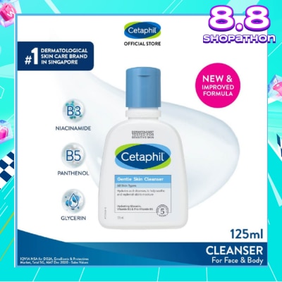 CETAPHIL Gentle Skin Cleanser Hydrating Face & Body Wash (For All Skin Types, Sensitive Skin) 125ml