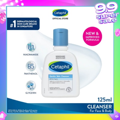 CETAPHIL Gentle Skin Cleanser Hydrating Face & Body Wash (For All Skin Types, Sensitive Skin) 125ml