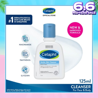 CETAPHIL Gentle Skin Cleanser Hydrating Face & Body Wash (For All Skin Types, Sensitive Skin) 125ml