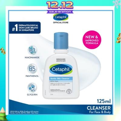 CETAPHIL Gentle Skin Cleanser Hydrating Face & Body Wash (For All Skin Types, Sensitive Skin) 125ml