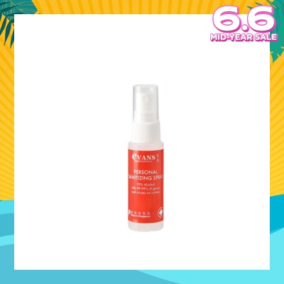 EVANS Dermalogical Personal Sanitizing Spray Kills 99.9% Germs 30ml