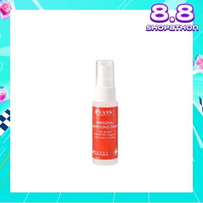 EVANS Dermalogical Personal Sanitizing Spray Kills 99.9% Germs 30ml
