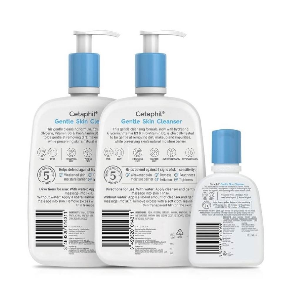 Gentle Skin Cleanser 1L Twin packset + 125ml Hydrating Face & Body Wash (For All Skin Types, Sensitive Skin)