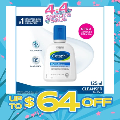 CETAPHIL - Oily Skin Cleanser Fragrance-Free&nbsp;(For Combination to Oily Skin-Prone Skin/ Gentle Facial Wash) 125ml