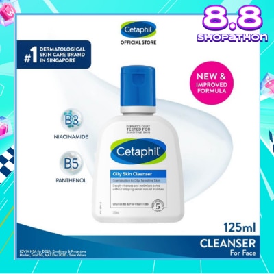 CETAPHIL Oily Skin Cleanser Fragrance-Free (For Combination to Oily Skin-Prone Skin/ Gentle Facial Wash) 125ml