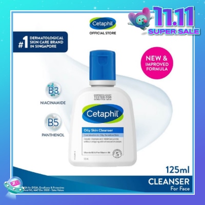 CETAPHIL Oily Skin Cleanser Fragrance-Free (For Combination to Oily Skin-Prone Skin/ Gentle Facial Wash) 125ml