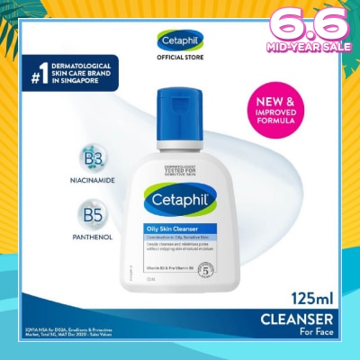 CETAPHIL Oily Skin Cleanser Fragrance-Free (For Combination to Oily Skin-Prone Skin/ Gentle Facial Wash) 125ml
