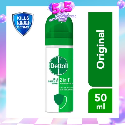 DETTOL - Instant Hand Sanitizer 2-In-1 Spray With Aloe Vera Extract (Equally Protects Both Hands and Surfaces) 50ml (Expiry: Apr`2027)