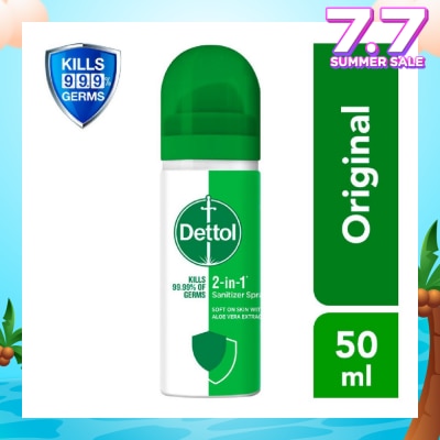 DETTOL Instant Hand Sanitizer 2-in-1 Spray 50ml (Equally protects both hands and surfaces)