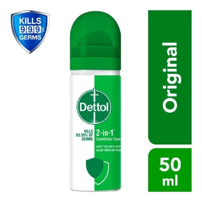 DETTOL Instant Hand Sanitizer 2-in-1 Spray 50ml (Equally protects both hands and surfaces)