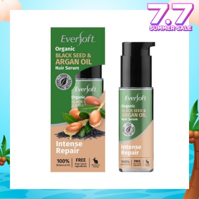 EVERSOFT 100% Organic Black Seed & Argan Oil Hair Serum (Intense Repair + Protect Against Breakage) 50ml