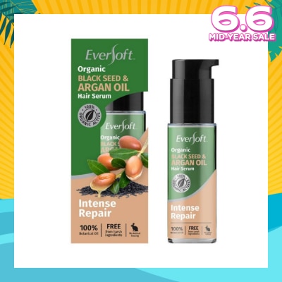 EVERSOFT 100% Organic Black Seed & Argan Oil Hair Serum (Intense Repair + Protect Against Breakage) 50ml