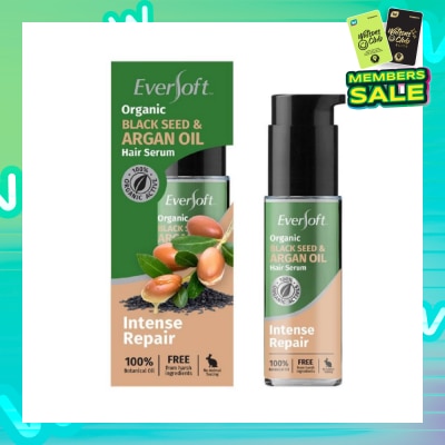 EVERSOFT 100% Organic Black Seed & Argan Oil Hair Serum (Intense Repair + Protect Against Breakage) 50ml