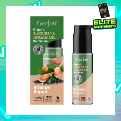 EVERSOFT 100% Organic Black Seed & Argan Oil Hair Serum (Intense Repair + Protect Against Breakage) 50ml
