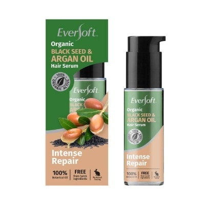 EVERSOFT 100% Organic Black Seed & Argan Oil Hair Serum (Intense Repair + Protect Against Breakage) 50ml