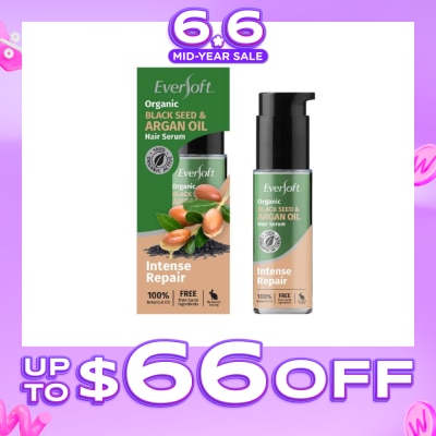 EVERSOFT - 100% Organic Black Seed & Argan Oil Hair Serum (Intense Repair + Protect Against Breakage) 50ml