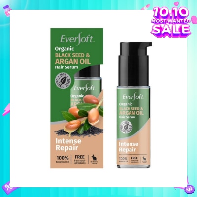 EVERSOFT 100% Organic Black Seed & Argan Oil Hair Serum (Intense Repair + Protect Against Breakage) 50ml