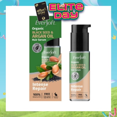 EVERSOFT - 100% Organic Black Seed & Argan Oil Hair Serum (Intense Repair + Protect Against Breakage) 50ml