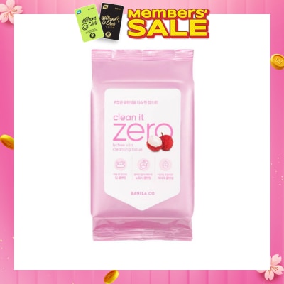 BANILA CO Clean It Zero Lychee Vita Cleansing Tissue (Hypoallergenic Cleansing Makeup Wipes) 30s