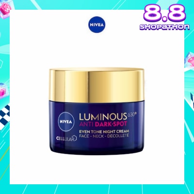 NIVEA Luminous630 Antidark-Spot Even Tone Night Cream (Reduce Dark Spots + Regenerates & Strengthen Skin) 50ml