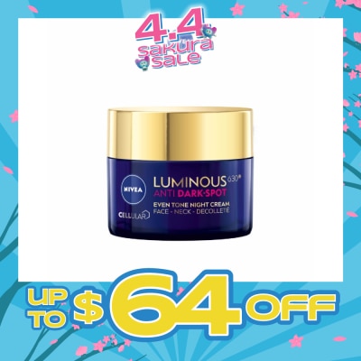 NIVEA - Luminous630 Antidark-Spot Even Tone Night Cream (Reduce Dark Spots + Regenerates & Strengthen Skin) 50ml