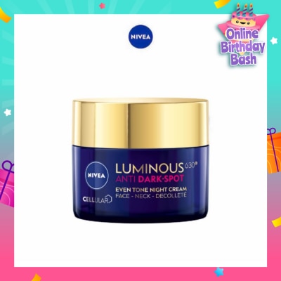 NIVEA Luminous630 Antidark-Spot Even Tone Night Cream (Reduce Dark Spots + Regenerates & Strengthen Skin) 50ml