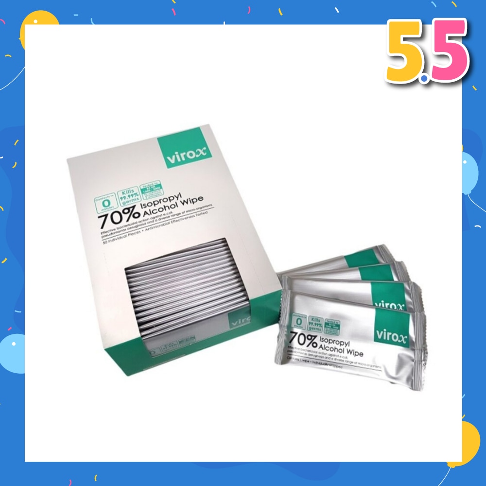 Alcohol 70% Individual Wipes (Virox) 50's