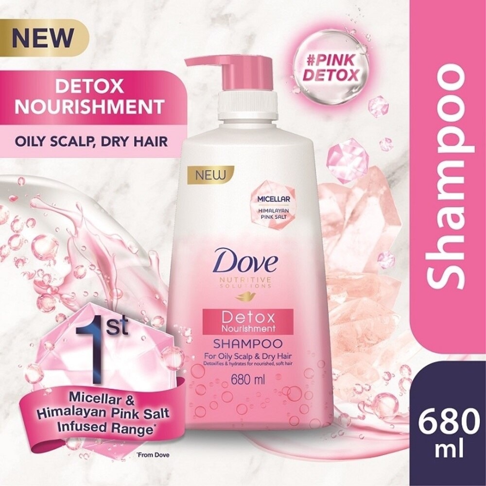 Dove Detox Nourishment Shampoo 680ml (For oily scalp and dry hair)