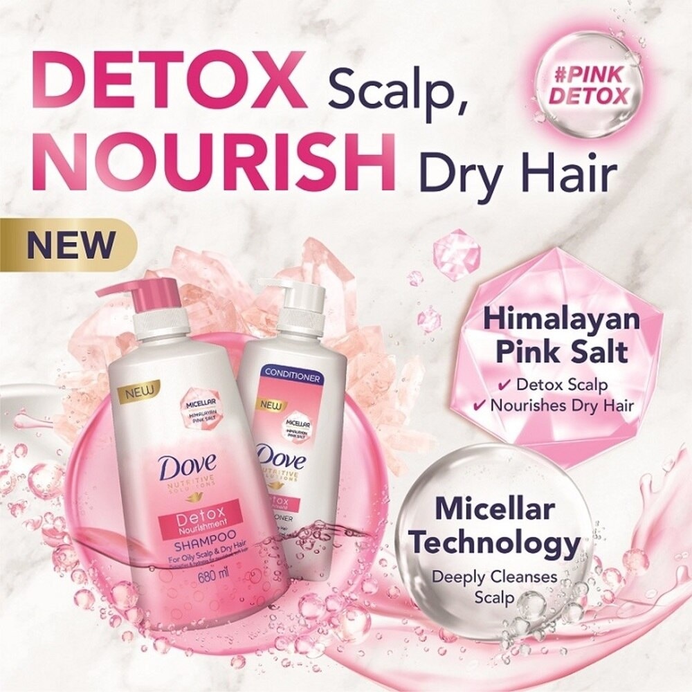 Dove Detox Nourishment Shampoo 680ml (For oily scalp and dry hair)