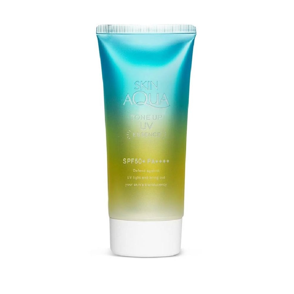 Skin Aqua Tone Up UV Mint Green Essence SPF50+ (Colour corrects reduces redness from Acne or Sensitive Skin, Brightens Dull skin, Lightweight for daily use) 80g