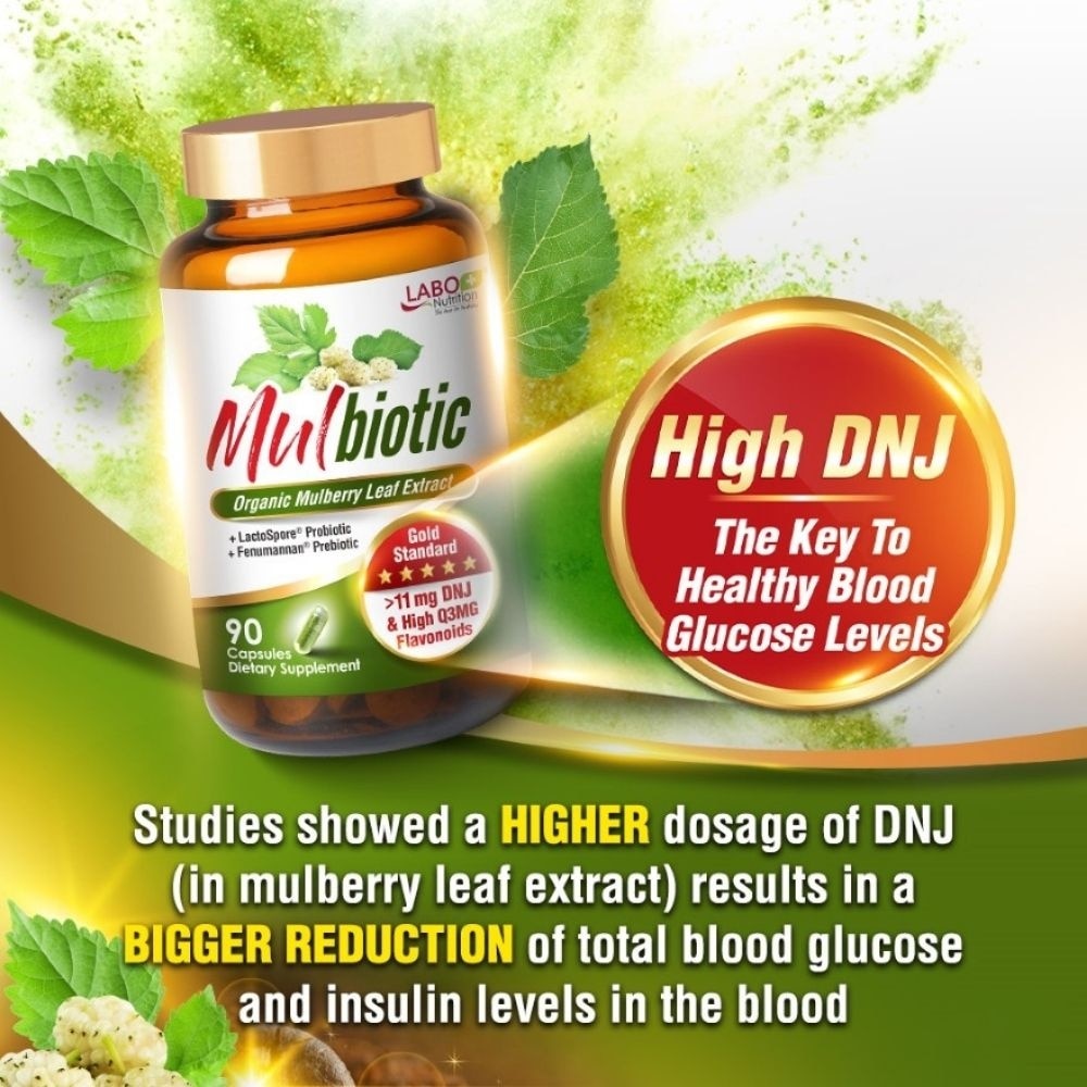 Mulbiotic Mulberry Leaf DNJ with Probiotic Prebiotic Capsule (Blood Sugar, Diabetes, Weight, & Appetite) 90s