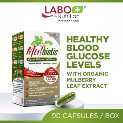 LABO NUTRITION - Mulbiotic Mulberry Leaf DNJ with Probiotic Prebiotic Capsule (Blood Sugar, Diabetes, Weight, & Appetite) 90s