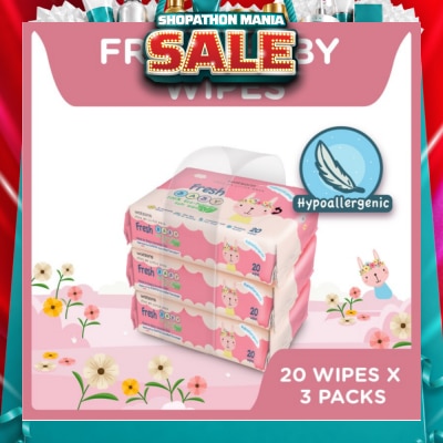 WATSONS - Hypoallergenic Fresh Baby Wipes 20s x 3 (For Sensitive Skin)