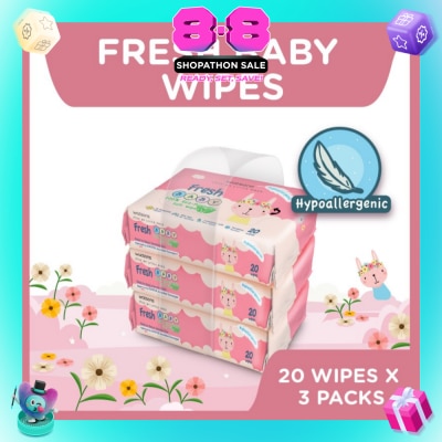 WATSONS - Hypoallergenic Fresh Baby Wipes 20s x 3 (For Sensitive Skin)