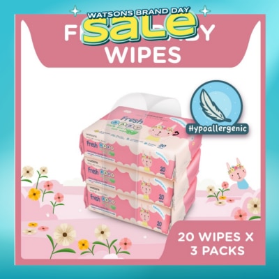 WATSONS - Hypoallergenic Fresh Baby Wipes 20s x 3 (For Sensitive Skin)