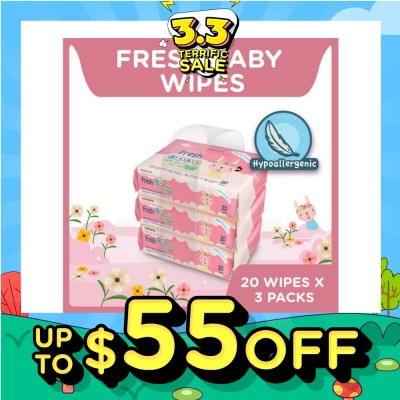 WATSONS Watsons Hypoallergenic Fresh Baby Wipes 20s x 3 (For Sensitive Skin)