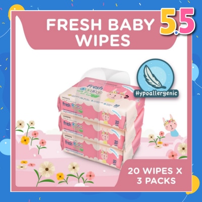 WATSONS Watsons Hypoallergenic Fresh Baby Wipes 20s x 3 (For Sensitive Skin)
