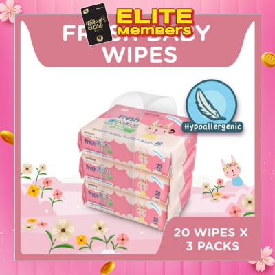 WATSONS Watsons Hypoallergenic Fresh Baby Wipes 20s x 3 (For Sensitive Skin)