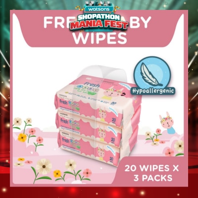WATSONS - Hypoallergenic Fresh Baby Wipes 20s x 3 (For Sensitive Skin)