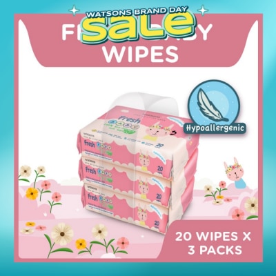 WATSONS - Watsons Hypoallergenic Fresh Baby Wipes 20s x 3 (For Sensitive Skin)