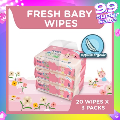 WATSONS Watsons Hypoallergenic Fresh Baby Wipes 20s x 3 (For Sensitive Skin)