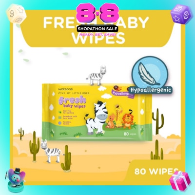 WATSONS - Hypoallergenic Fresh Baby Wipes 80s (For Sensitive Skin)