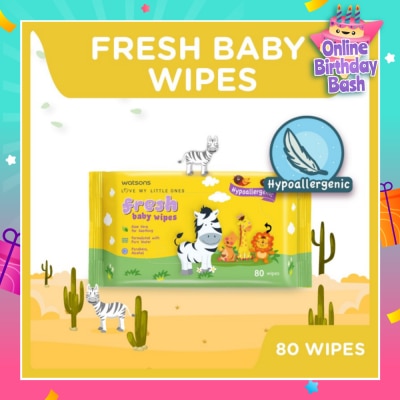WATSONS Watsons Hypoallergenic Fresh Baby Wipes 80s (For Sensitive Skin)