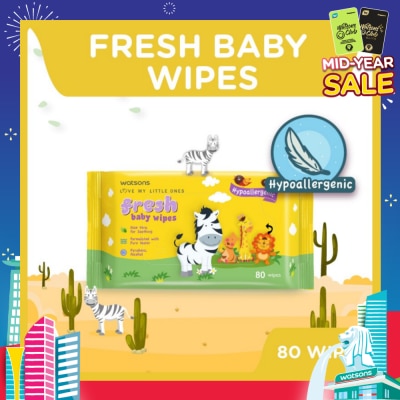 WATSONS Watsons Hypoallergenic Fresh Baby Wipes 80s (For Sensitive Skin)
